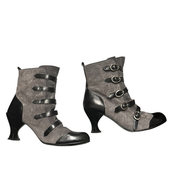 John Fluevog Black and Gray Ankle Booties size 10.5 - Picture 1 of 16